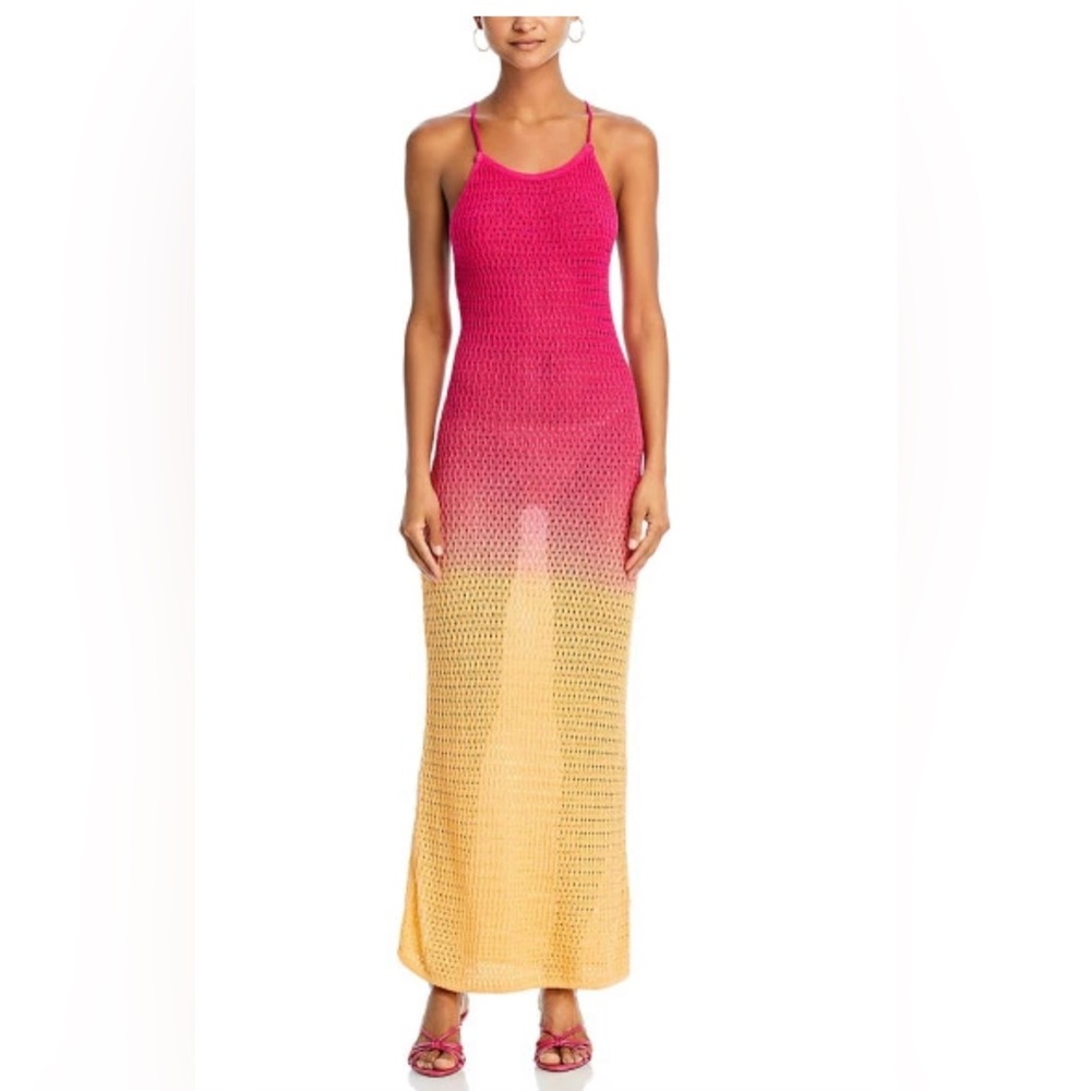 Pink and Yellow Ombre Maxi Dress / beach coverup